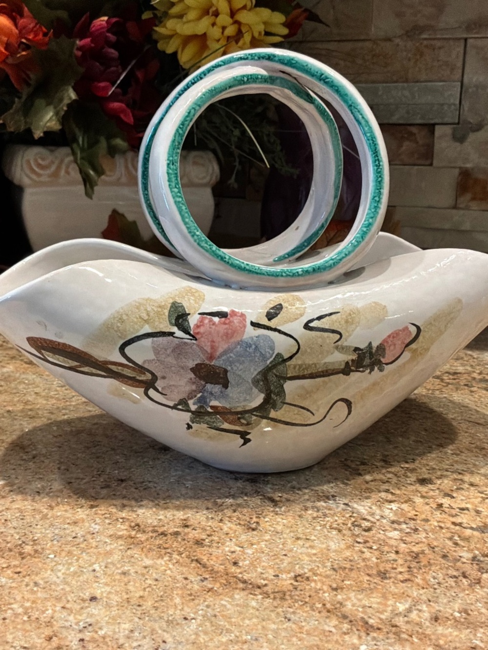 Vintage Italian ceramic basket